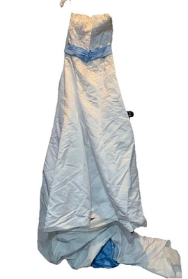 Alfred Angelo Wedding Dress Size 10 White/Turquoise - Image 1 of 4