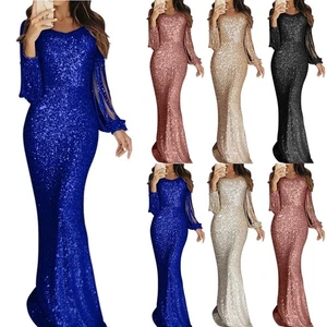Flattering Womens Bodycon Evening Gown with Wrap Detail and Shimmering Fabric - Picture 1 of 17