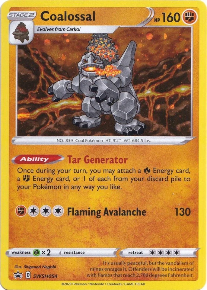 Pokemon Sword & Shield Promo Coalossal SWSH054 Holo Card - Image 1 of 1