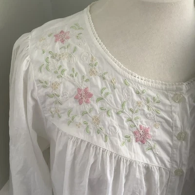 Vestido de Noche Gilligan & O'Malley XL Algodón Bordado Encaje Volantes Pradera Foto 1 de 4