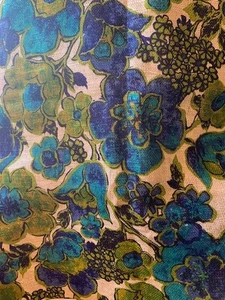 Vintage 5th Ave Design 100% Pure Linen Floral Fabric 66" x 48 “ Grain Sack + - Picture 1 of 3