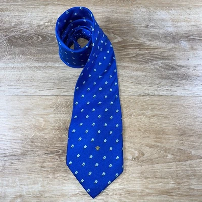 Gravata de seda Versace azul floral com medusa 3,75 por 59 - Imagem 1 de 4