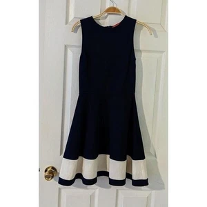 Saks Fifth Avenue Womans Navy & White Sleeveless Dress Size Small Fit Flare - Picture 1 of 6
