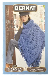 Bernat Urban Flair to Knit & Crochet Patterns 530125 Poncho Jacket Raglan - Picture 1 of 5