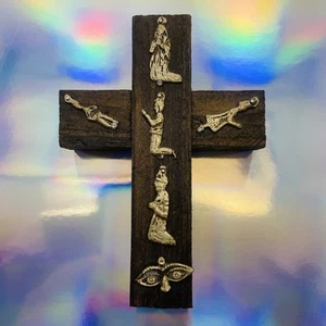 Cruz Milagros Madera Sagrado Corazón Hecho a Mano México Arte Popular - Imagen 1 de 8