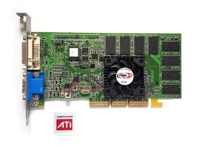 ATI Rage 128 Pro AGP (likely pulled from Apple iMac G4) + new ATI PC sticker - Image 1 of 4