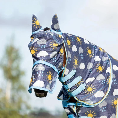 Maschera antimosche Hy Equestrian Come Rain or Shine con orecchie e naso staccabile - Navy