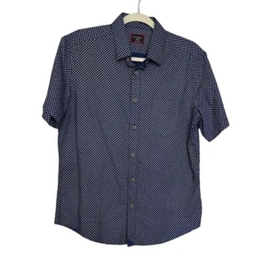 UNTUCKit Men’s Shirt Button-Up Slim Fit Short Sleeve Blue White Polka Dote Sz M - Picture 1 of 10