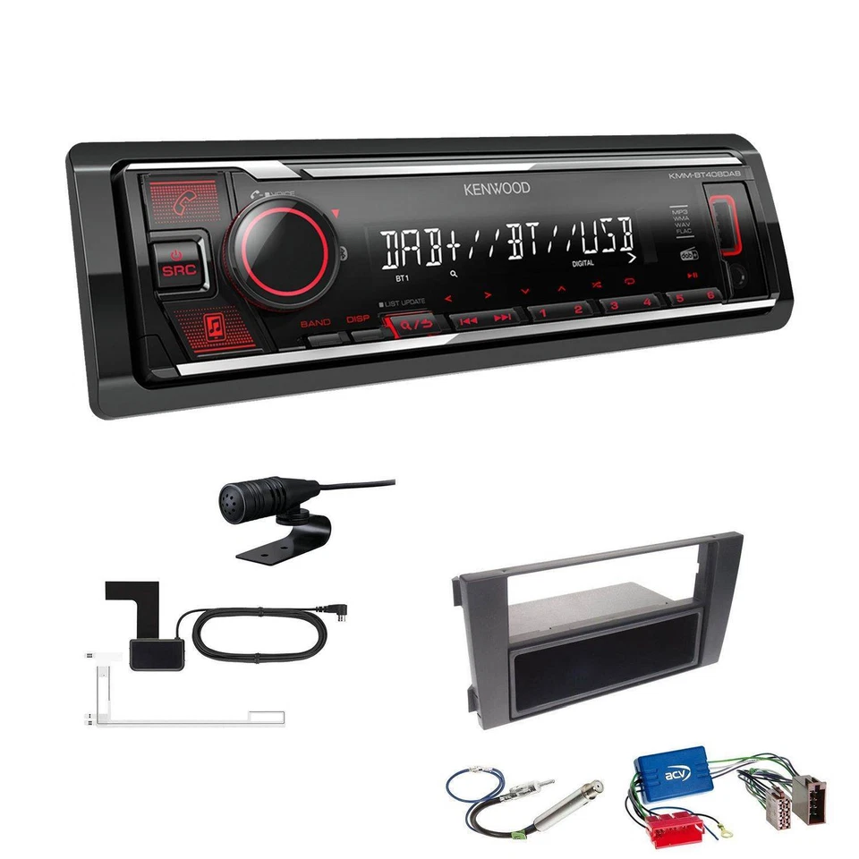 Kenwood KMM-BT408 DAB 1-DIN Auto Radio Bluetooth für Audi A6 Facelift OEM 2 DIN