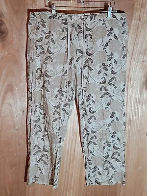 shimera pajama pants womens size 2x straight lightweight drawstring floral brown - Image 1 of 4