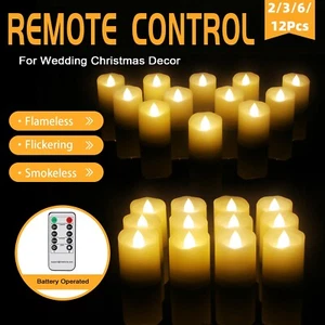 Flameless LED Candles Valentines Day Hanukkah Tea Lights Battery Remote Candle - Picture 1 of 15