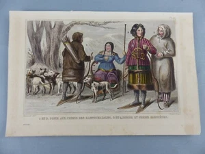 GRAVURE ancienne vers 1850 costumes RUSSIE KAMTSCHADALES SAMOYEDES ,101 - Picture 1 of 1