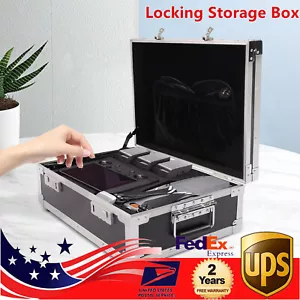 Aluminum Hard Safe Case Briefcase Toolbox Storage Black Lockable Carrying Case - Picture 1 of 11