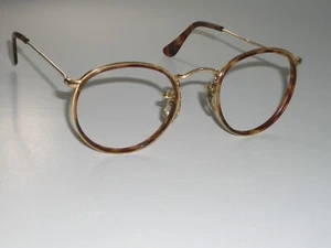 50mm VINTAGE B&L RAY BAN W1674 GOLD/TORT ROUND AVIATOR SUNGLASSES FRAMES ONLY - Picture 1 of 8