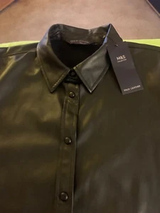 womens blouse faux leather black medium brand new with tags - Picture 1 of 4