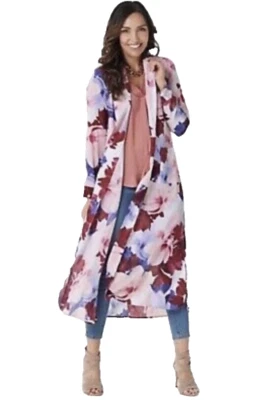 NUEVO SIN ETIQUETAS GILI Got It Love It Chaqueta Plumero Floral Bolsillos Delanteros Abiertos Talla XS Foto 1 de 4