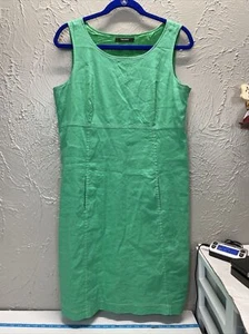 Vestido Vaina Tahari Para Mujer Sin Mangas Verde Mezcla Lino Talla Falta Etiqueta - Imagen 1 de 9
