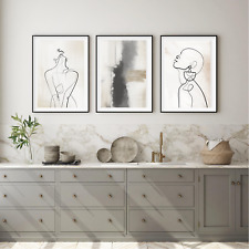 Set of 3 Modern Abstract Neutral Prints Line Home Wall Art Home Decor  S03