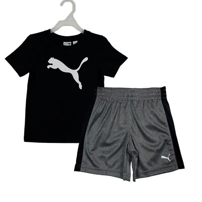 Conjunto de camiseta y pantalones cortos Puma para bebés niños talla 24 meses negro/gris traje de verano Foto 1 de 4