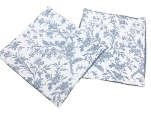 Laura Ashley Amberley Quilted Sham Pillow Cover Cotton Spa Blue Toile 2 Piece - Picture 1 of 4