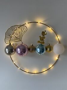 Weihnachtsdeko Metall Ring mit Lichterkette Christbaumkugeln  Weihnachten