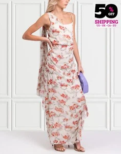 RRP€425 PATRIZIA PEPE SERA Maxi Dress IT40 US4 UK8 S Floral Ruffle High Slit - Picture 1 of 11
