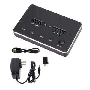 New M.2 SATA+SATA Dual Bay SSD Docking Station Duplicator Hard Drive Cloner - Afbeelding 1 van 13
