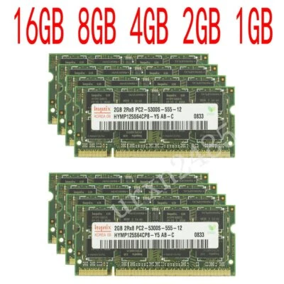 16GB 8GB 4GB 2GB 1G PC2-5300S DDRⅡ 667MHz SODIMM Laptop Memoria RAM Per Hynix IT - Immagine 1 di 4