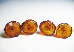 GENUINE REAL BALTIC AMBER EARRINGS - ROSE sterling silver !!! - Picture 1 of 5