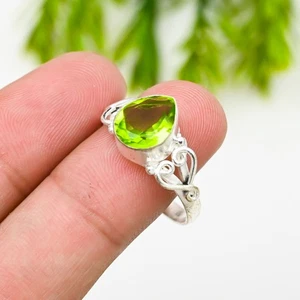 Peridot Gemstone 925 Sterling Silver Ring Handmade Jewelry Ring Gift For Love - Picture 1 of 5