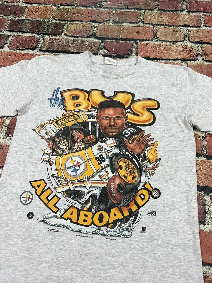 Camiseta Jerome Bettis The Bus Caricature Pittsburgh Steelers Rara HN3236 Foto 1 de 1