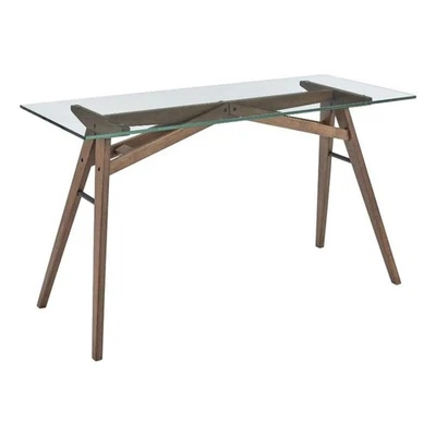Modway Steadfast Wood and Glass Office Desk with Glass Top in Walnut - Image 1 of 4