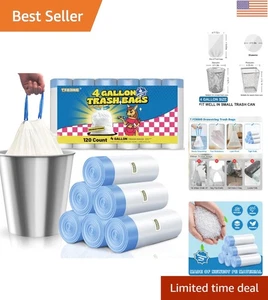 Bolsas de basura con cordón Easy Tear - 4 galones, solución sin olores de 120 unidades - Imagen 1 de 8