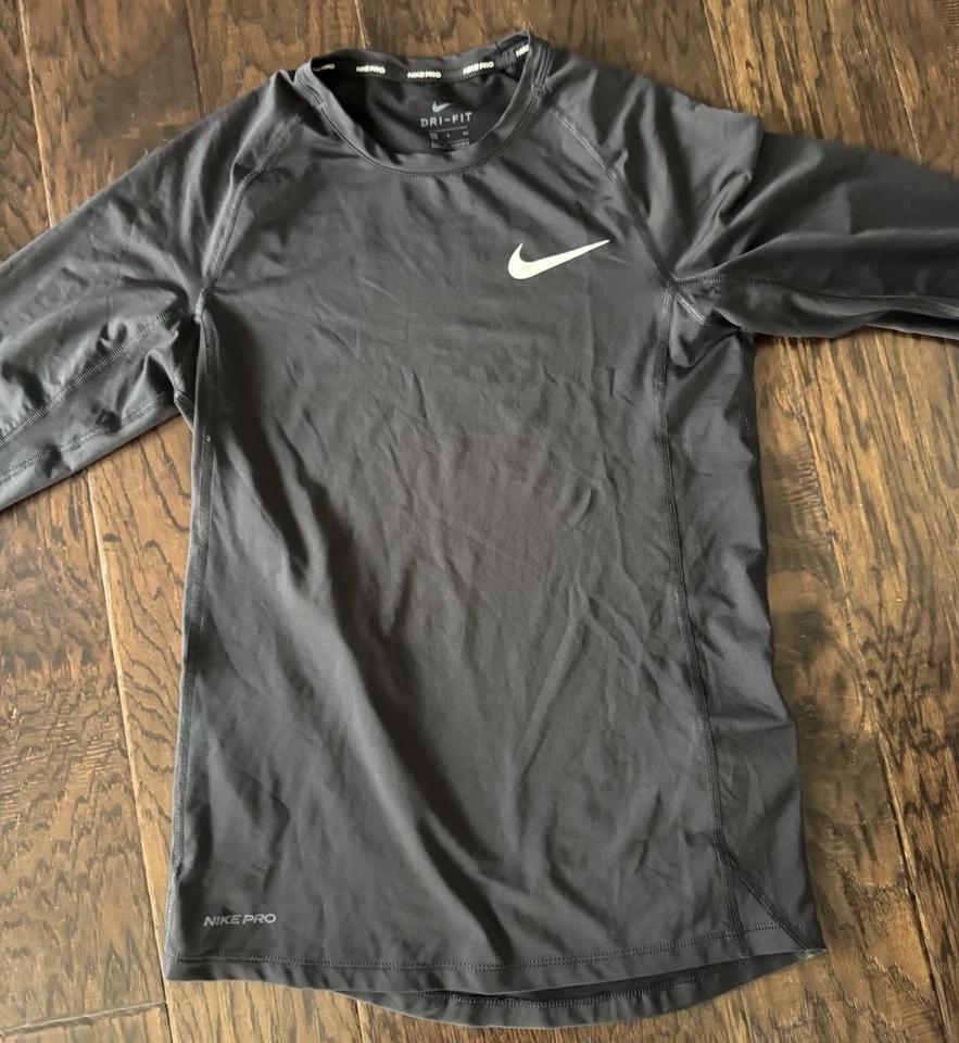 Nike Pro Women's Size Small Black Long Sleeve Top Layer Fitted Athletic Shirt - Image 1 of 4