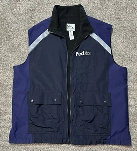FedEx Vest Stan Herman Navy Blue Purple Reflective Water Resistant Uniform RG-XL - Picture 1 of 12