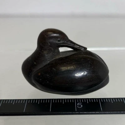 Kimono japonés Inro antiguo tallado en madera Bird Netsuke 1,7 pulgadas Foto 1 de 4