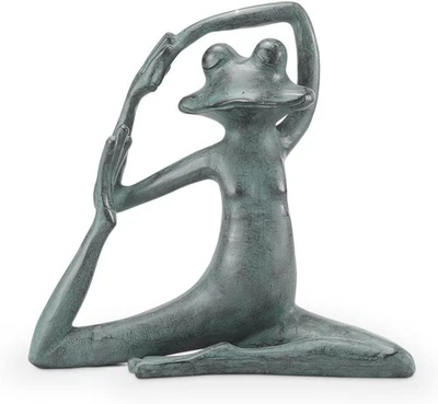 宽鬆瑜伽青蛙花园雕塑 Verdigris  — 第 1/2 张图片