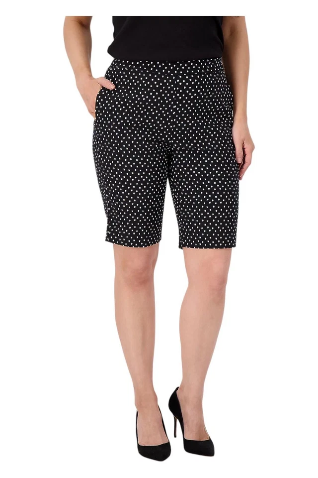 Pantalones cortos para mujer Susan Graver estampados texturizados elásticos tejidos negros Foto 1 de 1