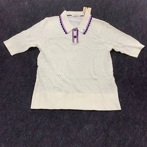 SCOTCH & SODA Pointelle Collared Knitted Polo Women's Size XL Soft Ice - Picture 1 of 8