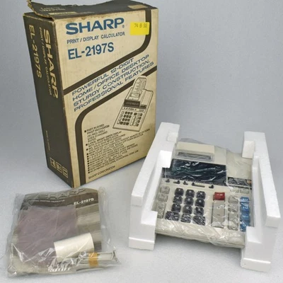 NOS Vintage SHARP Electronic 12-Digit Print Display Desktop Calculator EL-2197S - Image 1 of 4