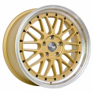 PDW LEMANZ 18X8 WHEELS 5/114.3 GOLD MACHINED LIP 18 INCH 38P ALLOY RIMS - Picture 1 of 2