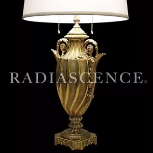MONUMENTAL FRENCH EMPIRE NEO CLASSIC ELABORATE SOLID BRONZE TABLE LAMP 30's - Picture 1 of 15