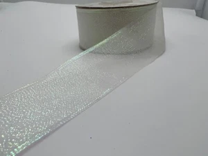New 1.5" x 25 Yds White Iridescent Ribbon - Picture 1 of 5