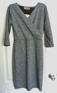 NWT HYBRID Heathered Gray Faux Wrap Crossover Sheath Dress Sz Small S - Picture 1 of 2