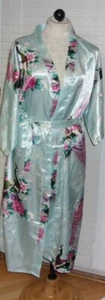 Mei Yesida Silky Kimono Bridal Blue Peacock One Size Shiny Dressing Robe   - Picture 1 of 5