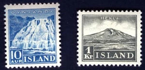 ICELAND Sc193-194 1935 M H Mount Hekla and Dynjandi Falls Lot of two stamps - Picture 1 of 4
