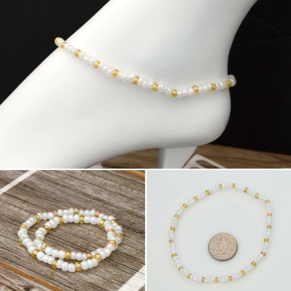 Pulsera tobillera elástica con cuentas de vidrio - Colección de perlas Foto 1 de 1