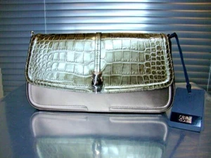 Bolso de mano Cavalli Class Daphne bronce bandolera/cartera cierre de pantera nuevo con etiquetas - Imagen 1 de 9