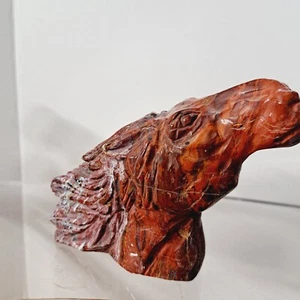 Carved Stone Horse Head Red Jasper 4'' Tall - Picture 1 of 8