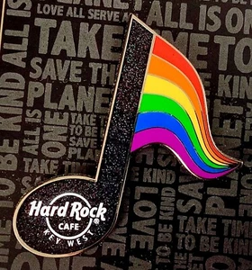 2025 HARD ROCK CAFE KEY WEST GLITTERY GAY PRIDE RAINBOW FLAG MUSIC NOTE LE PIN - Picture 1 of 1